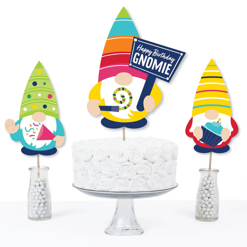 Gnome Birthday - Happy Birthday Party Centerpiece Sticks - Table Toppers - Set of 15