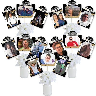 Reunited - School Class Reunion Party Picture Centerpiece Sticks - Photo Table Toppers - 15 Pieces