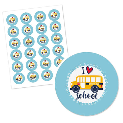 Back to School - Personalized First Day of School Classroom Decorations Circle Sticker Labels - 24 Count