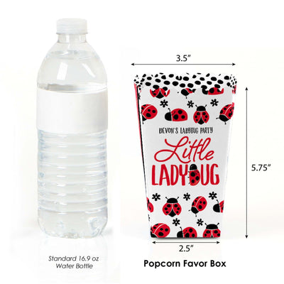 Happy Little Ladybug - Baby Shower or Birthday Party Favor Popcorn Treat Boxes - Set of 12