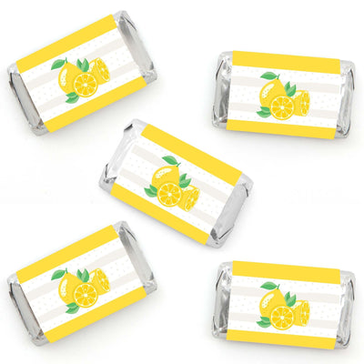 So Fresh - Lemon - Mini Candy Bar Wrapper Stickers - Citrus Lemonade Party Small Favors - 40 Count