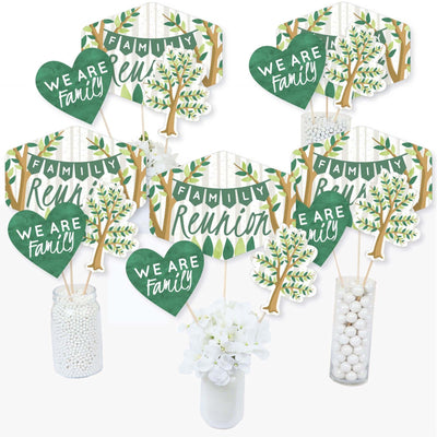 Family Tree Reunion - Family Gathering Party Centerpiece Sticks - Table Toppers - Set of 15
