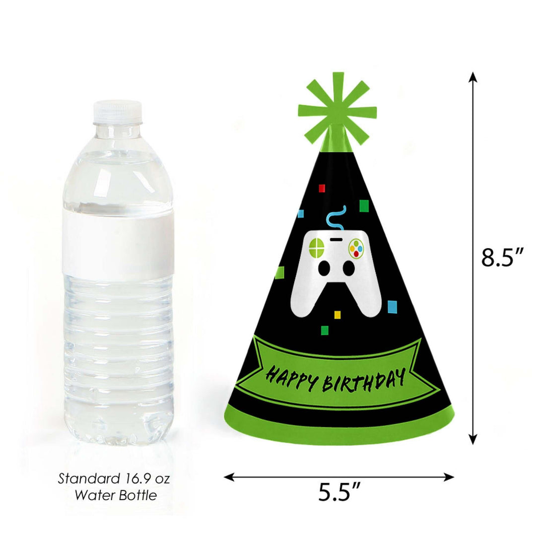Game Zone - Cone Happy Birthday Party Hats for Kids and Adults - Set of 8 (Standard Size)