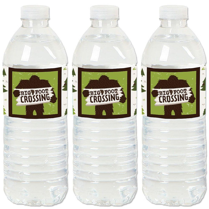 Sasquatch Crossing - Bigfoot Party or Birthday Party Water Bottle Sticker Labels - Set of 20