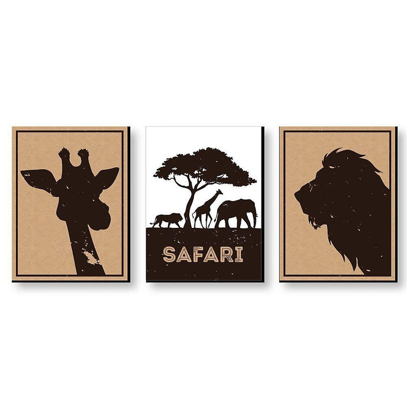 Wild Safari - Jungle Animal Nursery Wall Art, Kids Room Decor & Home Decorations - 7.5 x 10 inches - Set of 3 Prints