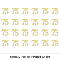 Gold Glitter 75 - No-Mess Real Gold Glitter Cut-Out Numbers - 75th Birthday Party Confetti - Set of 24