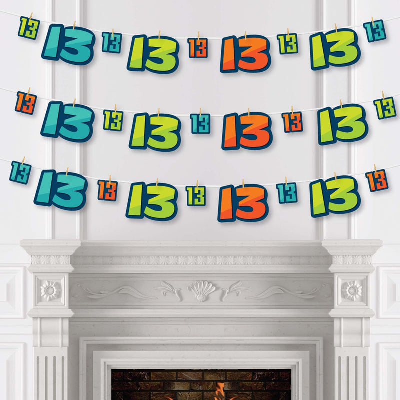 Boy 13th Birthday - Official Teenager Birthday Party DIY Decorations - Clothespin Garland Banner - 44 Pieces