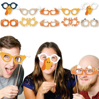 Happy Thanksgiving Glasses - Paper Card Stock Fall Harvest Party Photo Booth Props Kit - 10 Count