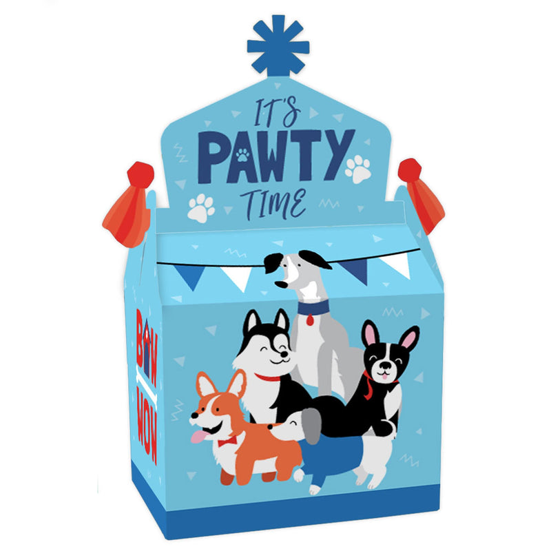 Pawty Like a Puppy - Treat Box Party Favors - Dog Baby Shower or Birthday Party Goodie Gable Boxes - Set of 12