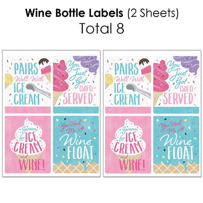 Scoop Up The Fun - Ice Cream - Mini Wine Bottle Labels, Wine Bottle Labels and Water Bottle Labels - Sprinkles Party Decorations - Beverage Bar Kit - 34 Pieces