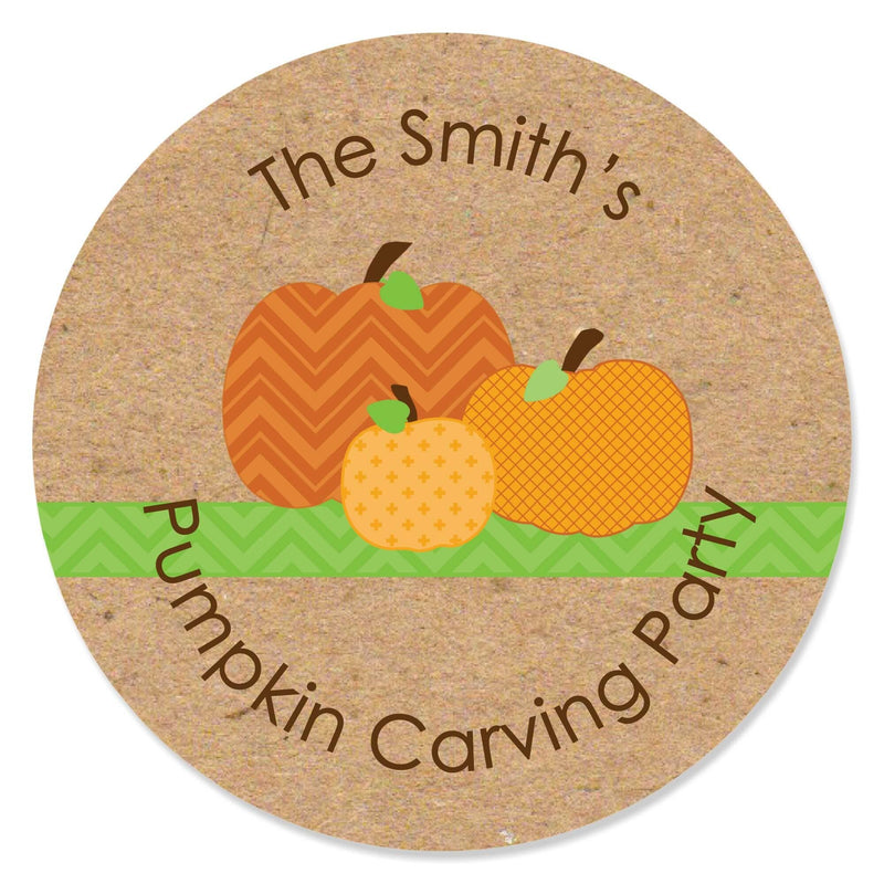 Pumpkin Patch - Personalized Everyday Fall, Halloween or Thanksgiving Party Circle Sticker Labels - 24 ct
