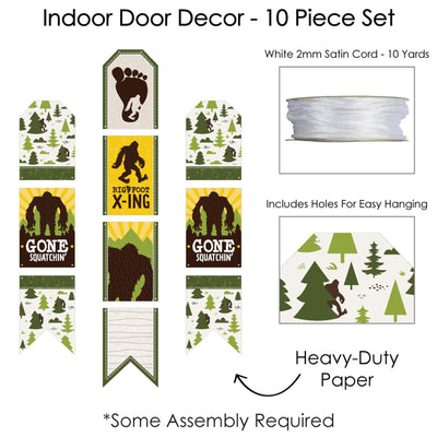 Sasquatch Crossing - Hanging Vertical Paper Door Banners - Bigfoot Party or Birthday Party Wall Decoration Kit - Indoor Door Decor