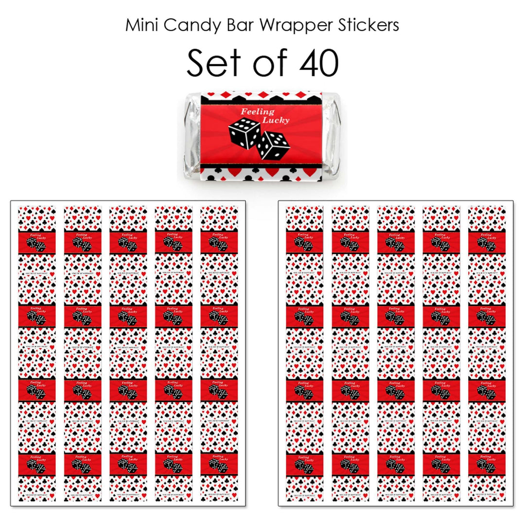 Las Vegas - Mini Candy Bar Wrapper Stickers - Casino Party Small Favors - 40 Count