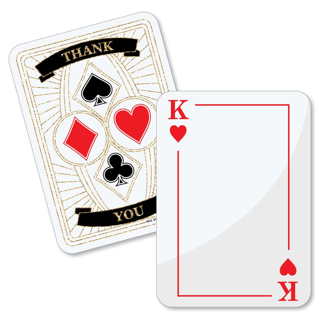 Las Vegas - Shaped Thank You Cards - Casino Party Thank You Note Cards with Envelopes - Set of 12