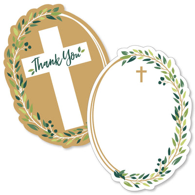 Elegant Cross - Shaped Thank You Cards - Religious Party Thank You Note Cards with Envelopes - Set of 12