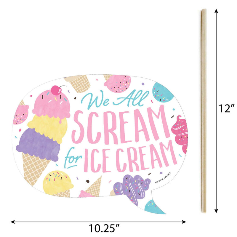 Funny Scoop Up The Fun - Ice Cream - 10 Piece Sprinkles Party Photo Booth Props Kit
