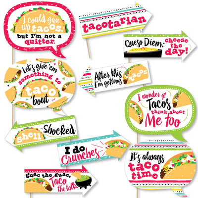 Funny Taco 'Bout Fun - 10 Piece Mexican Fiesta Photo Booth Props Kit