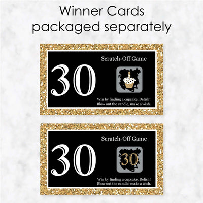 Adult 30th Birthday - Gold - Birthday Party Game Scratch Off Cards - 22 ct