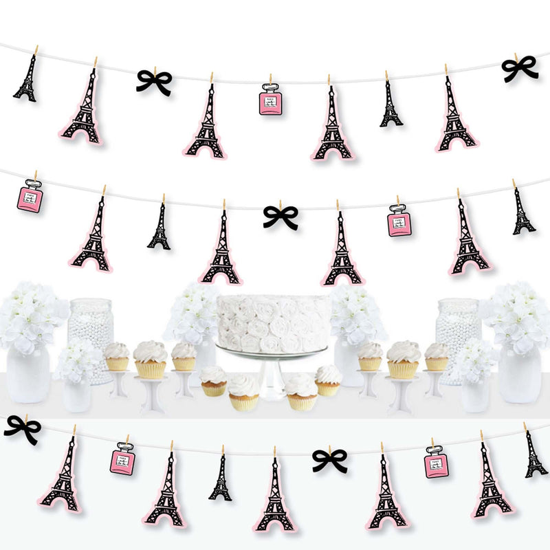 Paris, Ooh La La - Paris Themed Baby Shower or Birthday Party DIY Decorations - Clothespin Garland Banner - 44 Pieces