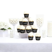 Adult 60th Birthday - Gold - Birthday Decorations - Party Cupcake Wrappers - Set of 12