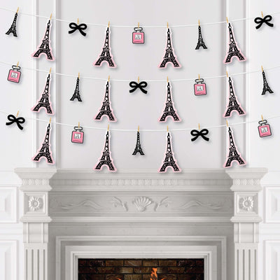 Paris, Ooh La La - Paris Themed Baby Shower or Birthday Party DIY Decorations - Clothespin Garland Banner - 44 Pieces