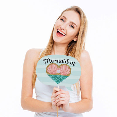 Funny Let's Be Mermaids - 10 Piece Girl Baby Shower Photo Booth Props Kit