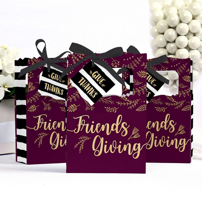 Elegant Thankful for Friends - Friendsgiving Thanksgiving Party Favor Boxes - Set of 12
