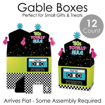 80's Retro - Treat Box Party Favors - Totally 1980s Party Goodie Gable Boxes - Set of 12