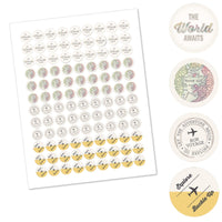 World Awaits - Round Candy Labels Party Favors - Fits Hershey's Kisses 108 ct