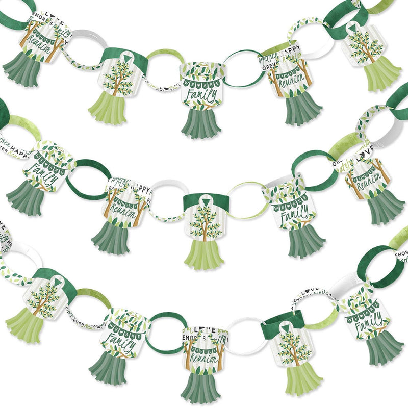 Family Tree Reunion - 90 Chain Links and 30 Paper Tassels Decoration Kit - Family Gathering Party Paper Chains Garland - 21 feet
