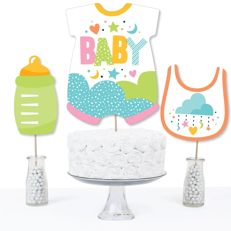 Colorful Baby Shower - Gender Neutral Party Centerpiece Sticks - Table Toppers - Set of 15