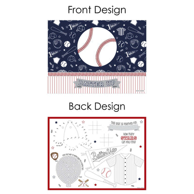 Batter Up - Baseball - Paper Birthday Party Coloring Sheets - Activity Placemats - Set of 16