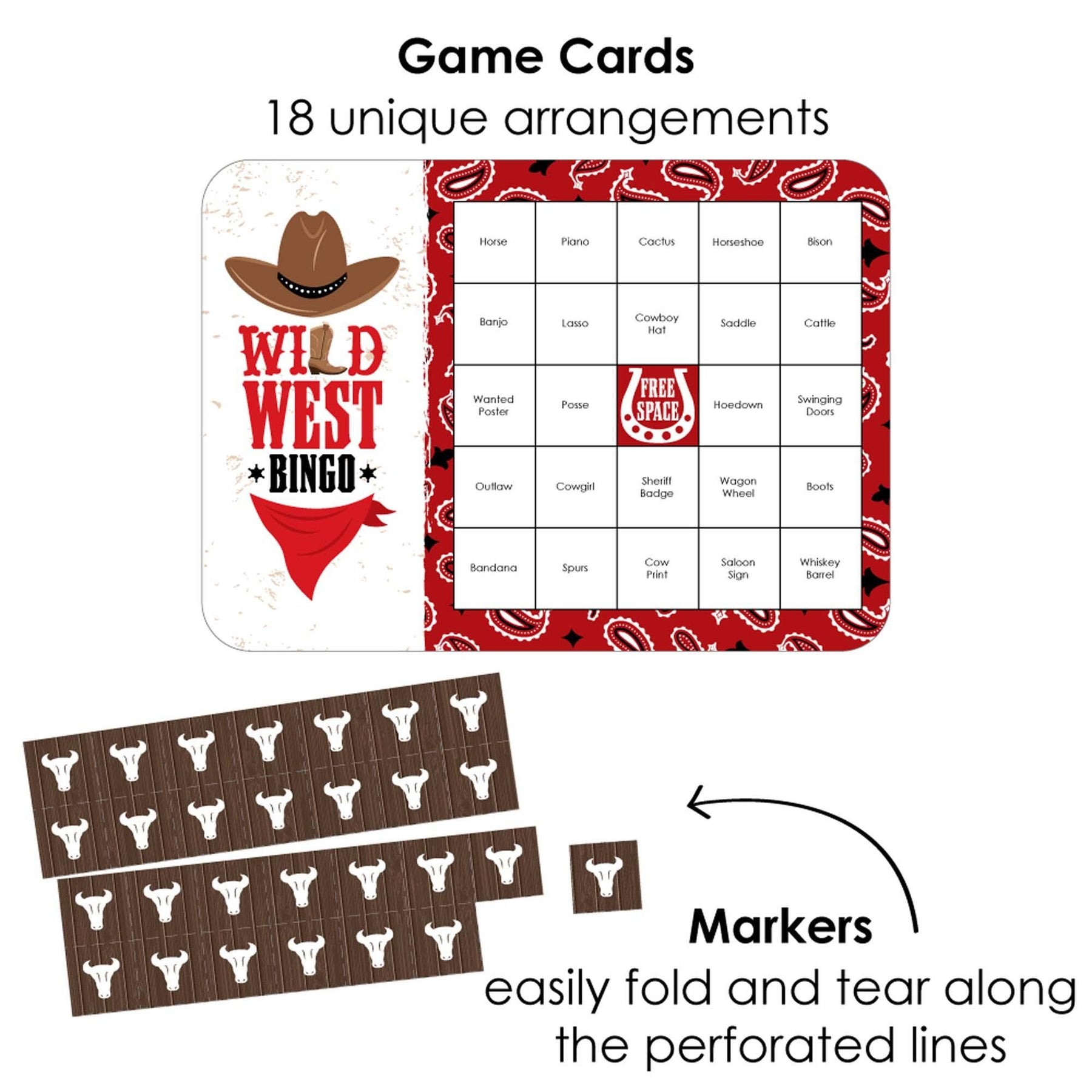 Western Hoedown - Bar Bingo Cards and Markers - Wild West Cowboy Party Bingo Game - Set of 18 | BigDotOfHappiness.com – Big Dot of Happiness LLC western-hoedown-bar-bingo-cards-and-markers-wild-west-cowboy-party-bingo-game-set-of-18-bigdotofhappiness-com-big-dot-of-happiness-llc