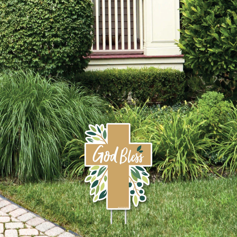 Elegant Cross - Outdoor Lawn Sign - Religious Party Yard Sign - 1 Piece