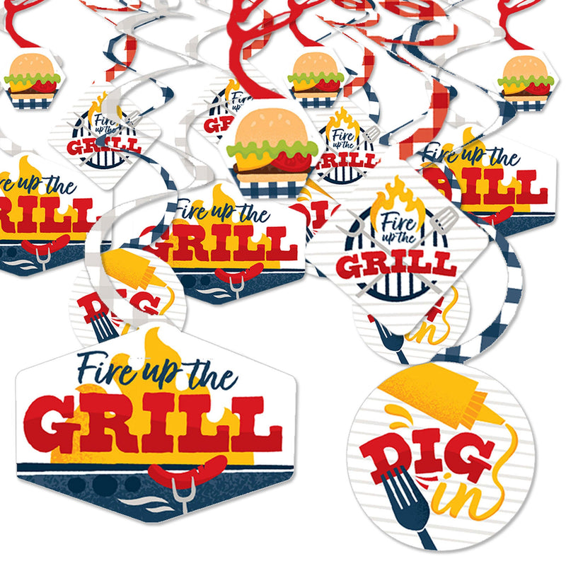 Fire Up the Grill - Summer BBQ Picnic Party Hanging Decor - Party Decoration Swirls - Set of 40