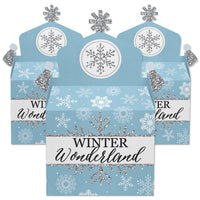 Winter Wonderland - Treat Box Party Favors - Snowflake Holiday Birthday Party and Baby Shower Goodie Gable Boxes - Set of 12