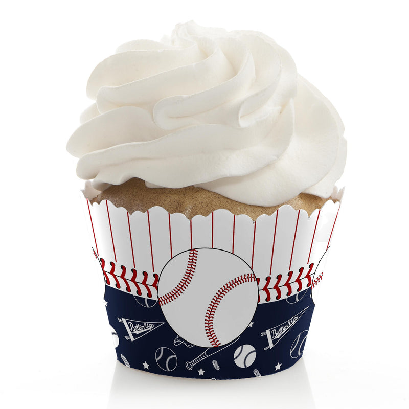 Batter Up - Baseball - Baby Shower Decorations - Party Cupcake Wrappers - Set of 12