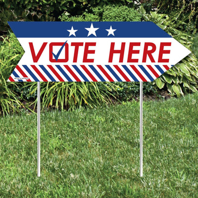 Vote Here - Political Election Day Sign Arrow - Double Sided Directional Yard Signs - Set of 2