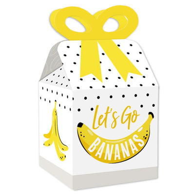 Let's Go Bananas - Square Favor Gift Boxes - Tropical Party Bow Boxes - Set of 12