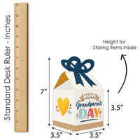 Happy Grandparents Day - Square Favor Gift Boxes - Grandma & Grandpa Party Bow Boxes - Set of 12
