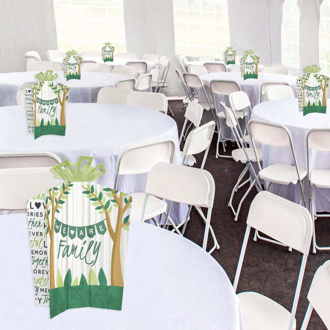 Family Tree Reunion - Table Decorations - Family Gathering Party Fold and Flare Centerpieces - 10 Count