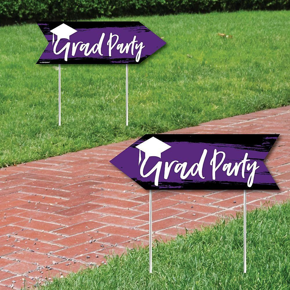 Purple Grad - Best is Yet to Come - Graduation Party Sign Arrow - Double Sided Directional Yard Signs - Set of 2