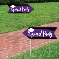Purple Grad - Best is Yet to Come - Graduation Party Sign Arrow - Double Sided Directional Yard Signs - Set of 2