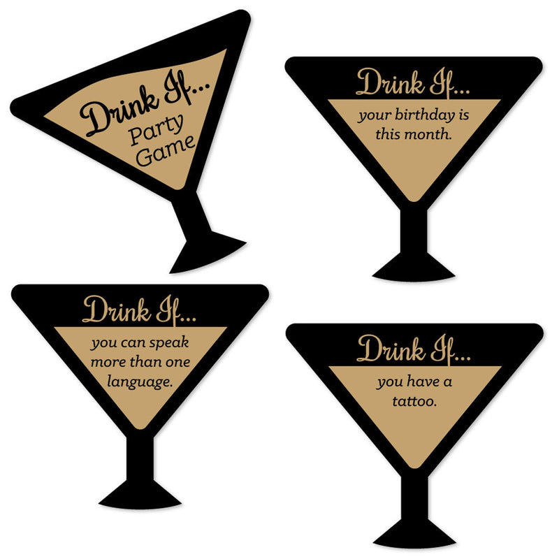Drink If Game - Martini Glass - Fun Drinking Game Cards - 24 Count