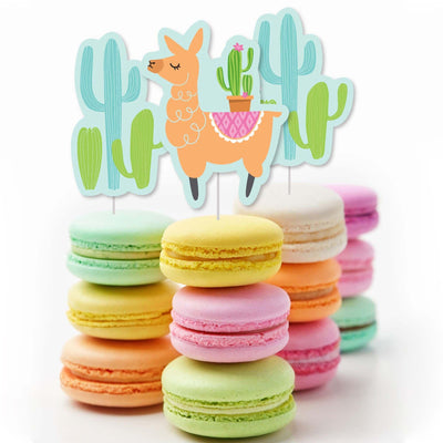 Whole Llama Fun - Dessert Cupcake Toppers - Llama Fiesta Baby Shower or Birthday Party Clear Treat Picks - Set of 24