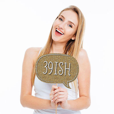 Adult 40th Birthday - Gold - 20 Piece Photo Booth Props Kit