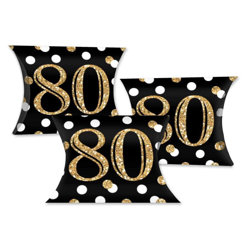 Adult 80th Birthday - Gold - Favor Gift Boxes - Birthday Party Petite Pillow Boxes - Set of 20