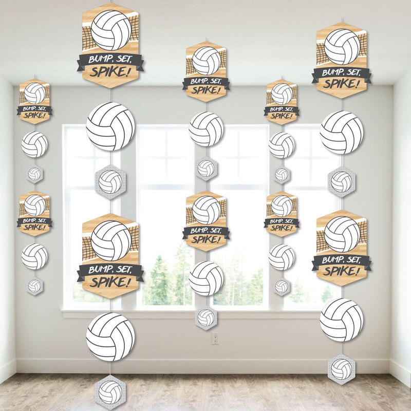 Bump, Set, Spike - Volleyball - Baby Shower or Birthday Party DIY Dangler Backdrop - Hanging Vertical Decorations - 30 Pieces