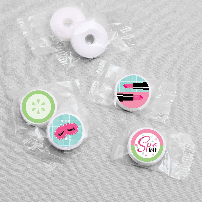 Spa Day - Girls Makeup Party Round Candy Sticker Favors - Labels Fit Hershey&