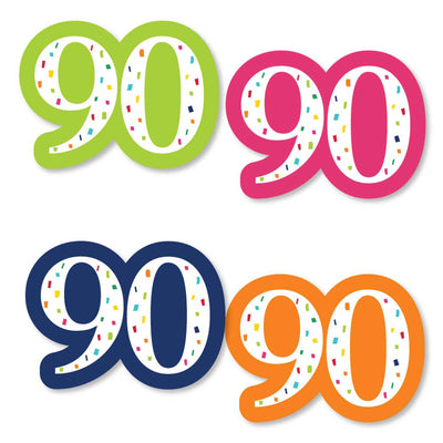 90th Birthday - Cheerful Happy Birthday - DIY Shaped Colorful Ninetieth Birthday Party Cut-Outs - 24 ct